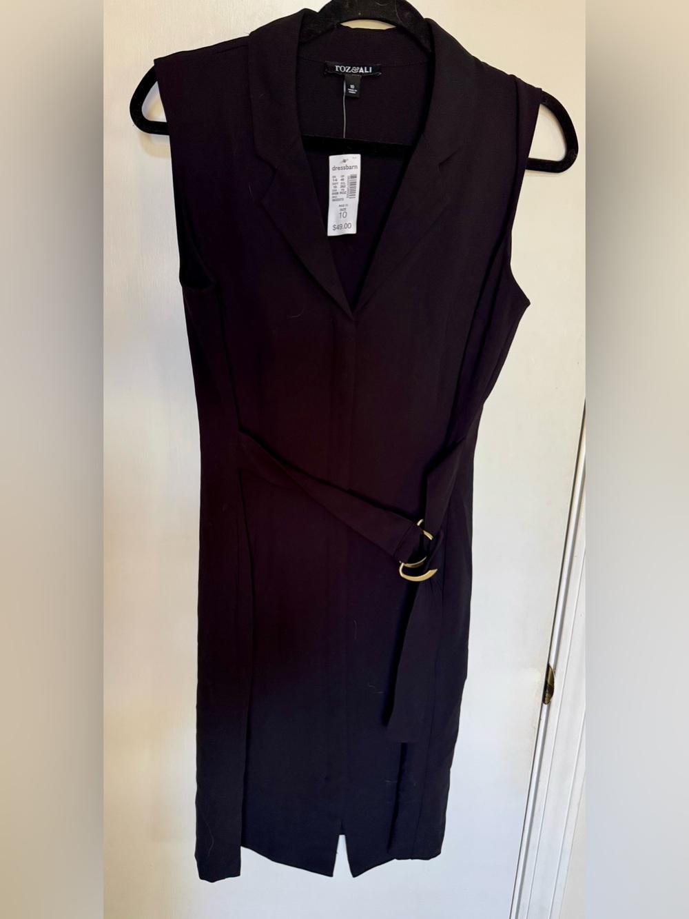 Roz & Ali Black Sleeveless Belted Midi Dress